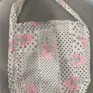 Free People Pink and Black Floral Tote